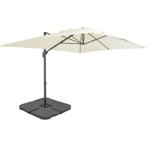Haveparasol i aluminium med transportabel fod – sand
