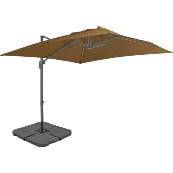 Haveparasol med aluminiumsstel m. transportabel fod - gråbrun