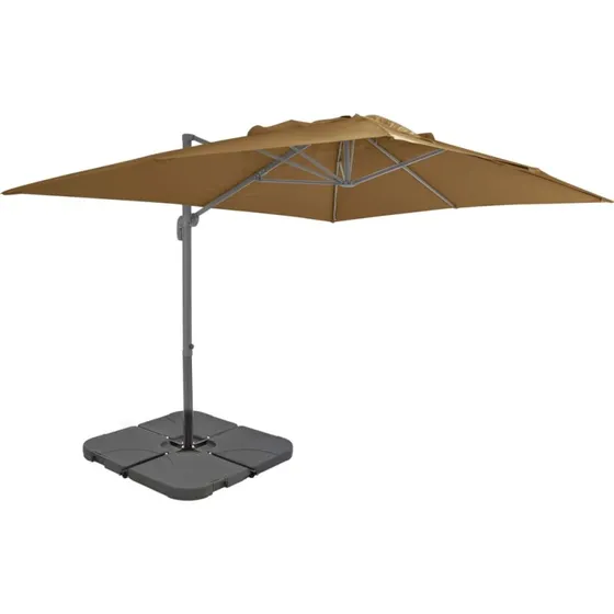 Haveparasol i aluminium med transportabel fod, gråbrun