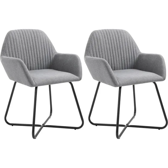 Spisebordsstole 2 stk. stof lysegrå med armlæn