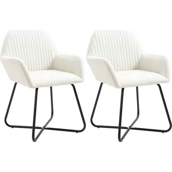 Spisebordsstole 2 stk. creme stof med armlæn