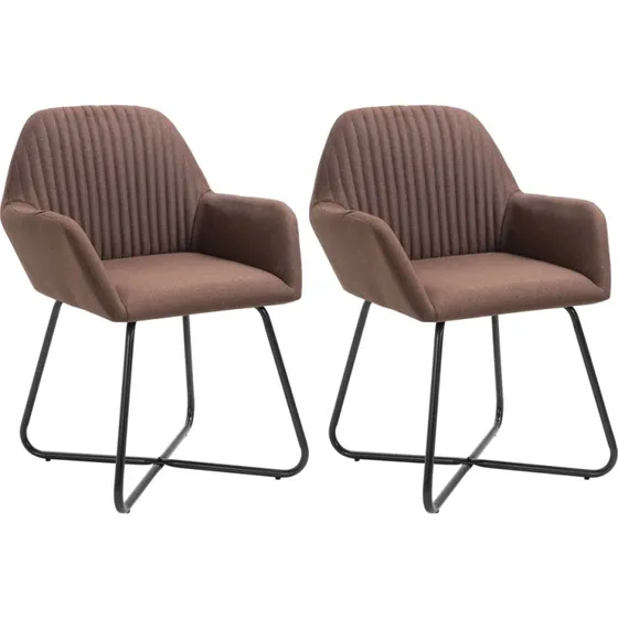 Spisebordsstole 2 stk. brun stof med armlæn