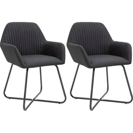 Spisebordsstole 2 stk. stof - Sort, ergonomisk komfort