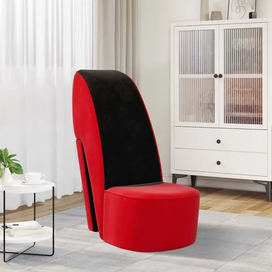 Lænestol højhælet sko-design i rød fløjl