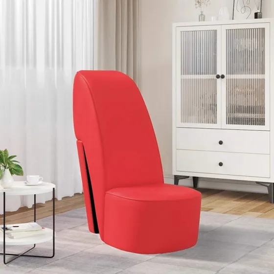 Loungestol højhælet sko-design i rød kunstlæder