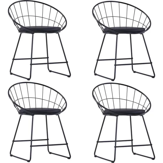 Spisebordsstole 4 stk. sort  stlramme & kunstlder