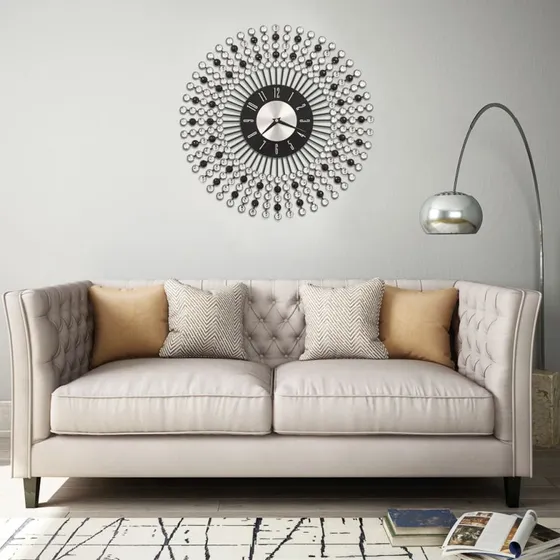 Vgur i metal 43 cm  sort med krystaldetaljer