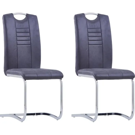 Cantilever spisebordsstole 2 stk. imiteret ruskind gr