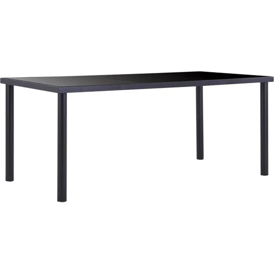 Spisebord 180x90 cm i hærdet glas med sort stel