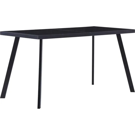 Spisebord 140x70x75 cm  hrdet glas & sort stel