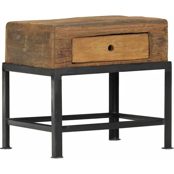 Sengebord i massivt genbrugstræ 40x35x40 cm - industrielt