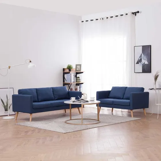 Sofasæt 2 dele i stof - Blå