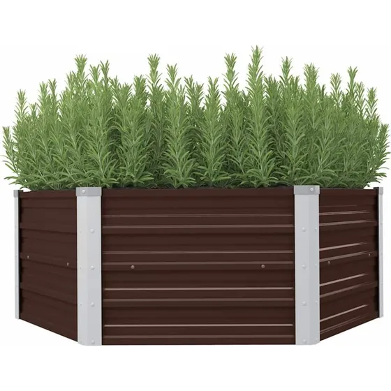 Hævet plantekasse 129×129×46 cm galvaniseret stål (brun)