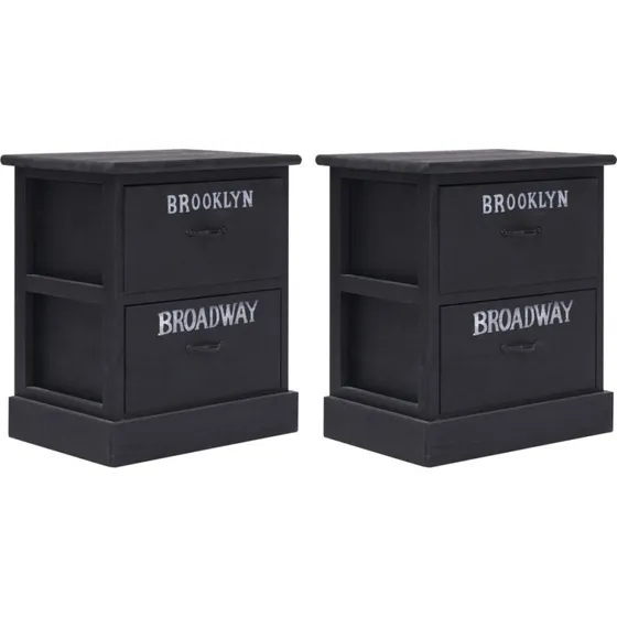 Natborde i kejsertræ, 2 stk. — 38×28×45 cm, sort