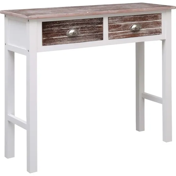 Konsolbord i træ 90x30x77 cm - brun, 2 skuffer