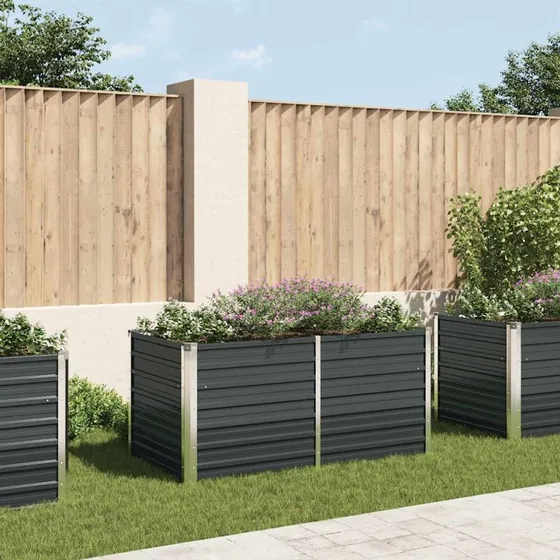 Hævet plantekasse 160x80x77 cm – galvaniseret stål, antracit