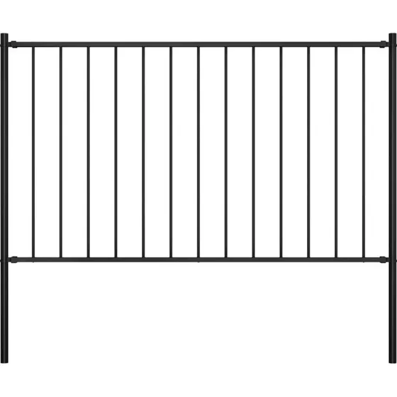 Hegnspanel med stolper 1,7x1,25 m pulverlakeret stl - sort