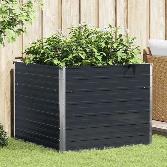 Hævet plantekasse 100x100x77 cm galvaniseret stål - antracit