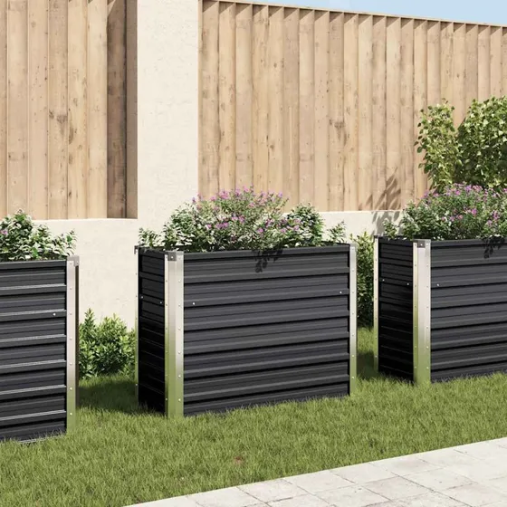 Hævet plantekasse 100x40x77 cm – galvaniseret stål, antracit