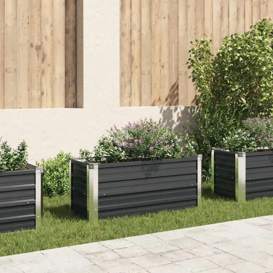Hævet plantekasse 100x40x45 cm galvaniseret stål - antracit