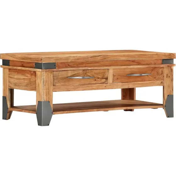Sofabord i massivt akacietræ 110x52x45 cm