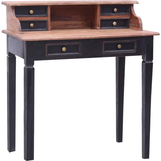 Skrivebord i massivt mahogni 90x50x101 cm med skuffer