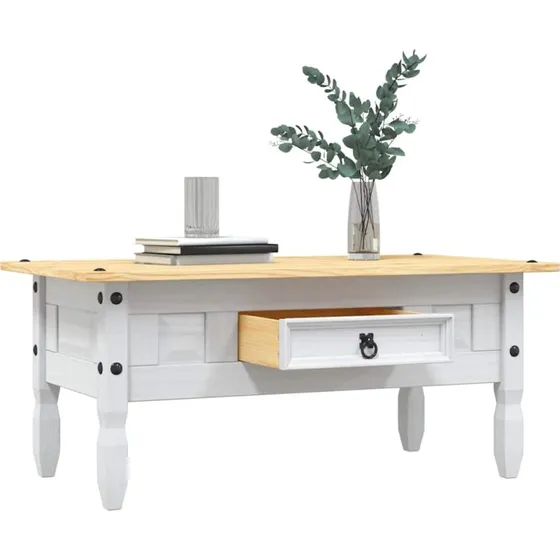 Sofabord Corona i hvidt voksbehandlet fyrretræ 100x55x44 cm