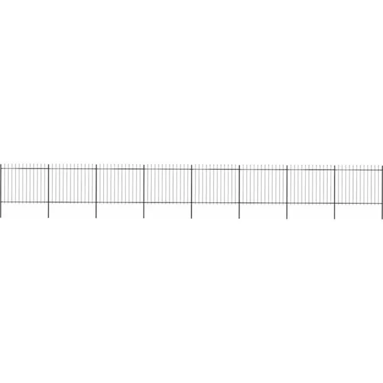 Sort havehegn i stl med spydtop 13,6 m (8 paneler)