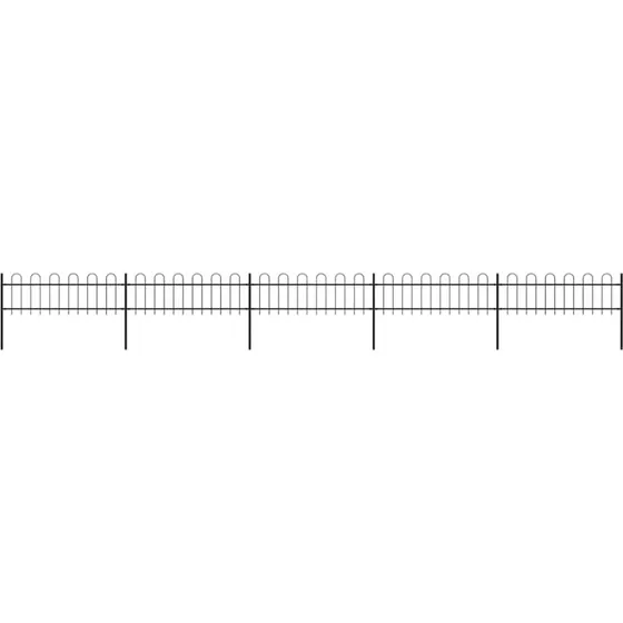 Havehegn i sort stl med buet top 892,5x60 cm (8,5 m)