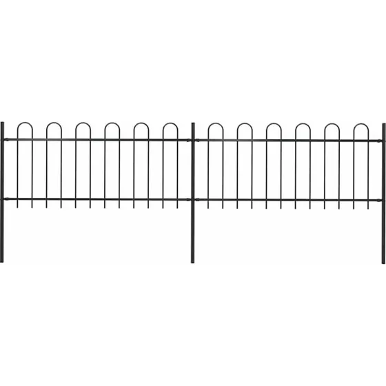 Havehegn i sort stl 359x80 cm  2 paneler, 3 stolper