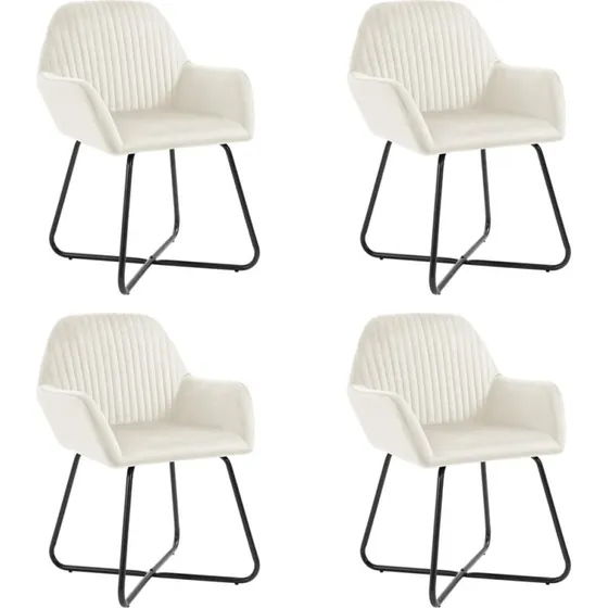 Spisebordsstole 4 stk. i creme velour