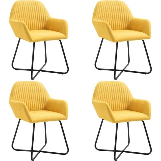 Spisebordsstole 4 stk. gul stof med armlæn