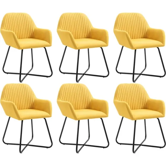 Spisebordsstole 6 stk. i gul stof med stlben