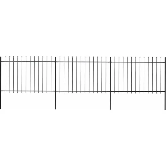 Havehegn i stl med spydtop 537x120 cm - sort