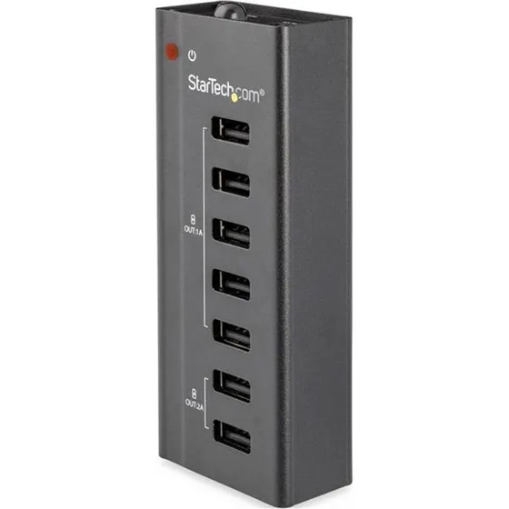 StarTech 7-port USB opladningshub 60W, aluminium, sort