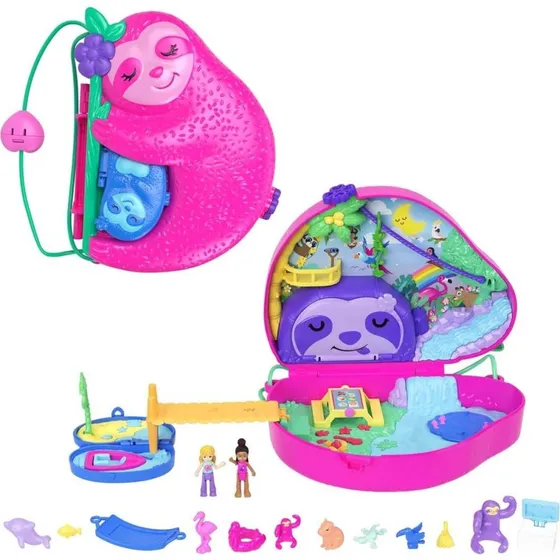 Polly Pocket Sloth Family 2-i-1 kompakt legetøj