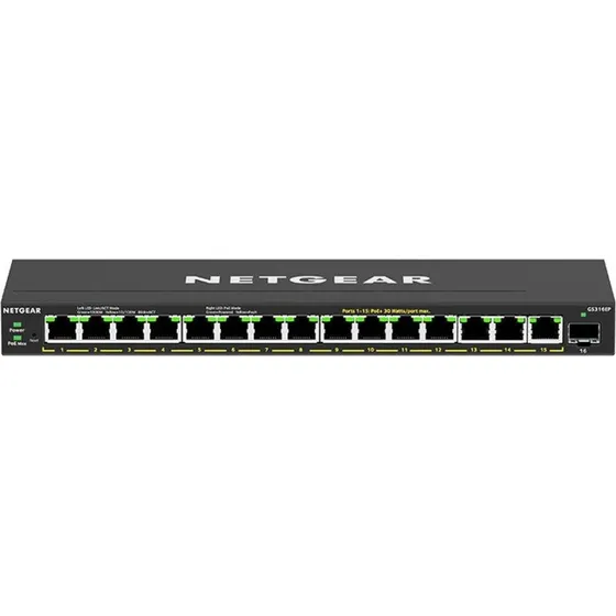 Netgear GS316EP-100PES 16-port Gigabit PoE+ Switch (180W)