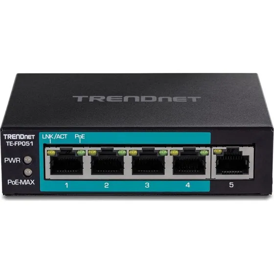 Trendnet TE-FP051 5-port PoE Netvrksswitch, sort