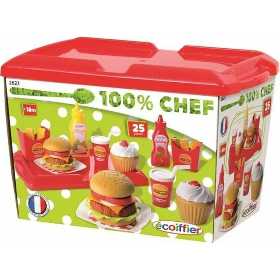 Ecoiffier Hamburgersæt – 25 dele til rollespil