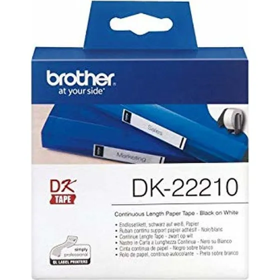 Brother DK-22210 etiketrulle 29 mm x 30,48 m (sort/hvid)