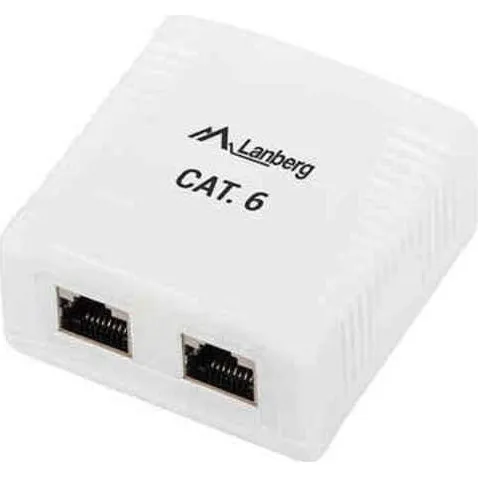 Lanberg Cat6 overflademonteringsboks 2x RJ45 - hvid