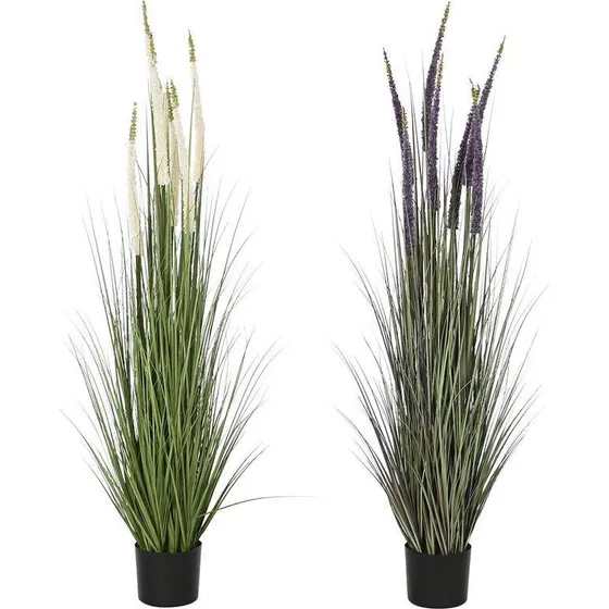 Kunstigt græs i potte – dekorativ plante, 2 stk.