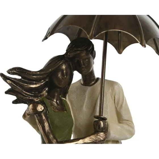 Dekorativ figur - Par under paraply, grøn/gylden 25,5 cm