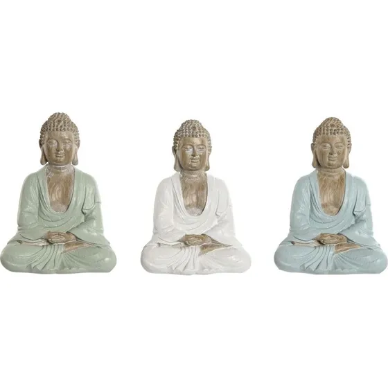 Buddha figur sæt (3) – hvid, grøn, turkis 14×10,5×18,5 cm