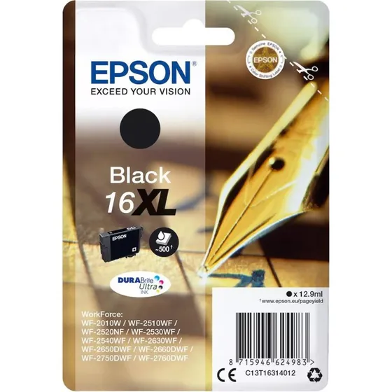 Epson 16XL Sort blkpatron (C13T16314012) - 500 sider