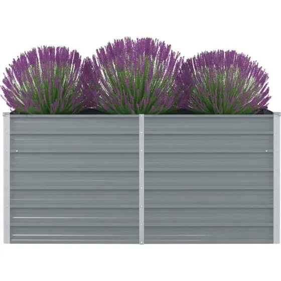 Hævet havekasse 160x80x77 cm – gråt galvaniseret stål
