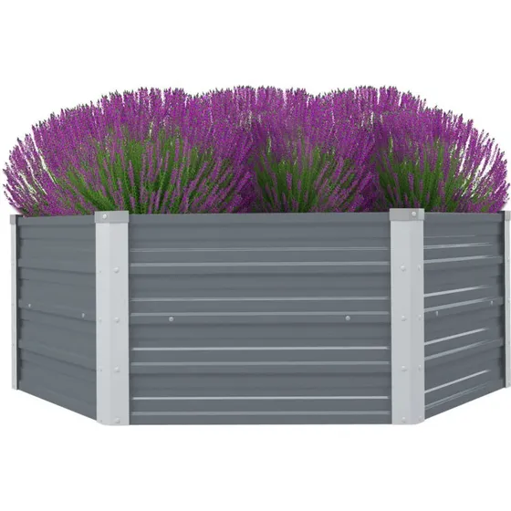 Hævet sekskantet havekasse 129×129×46 cm – galvaniseret stål