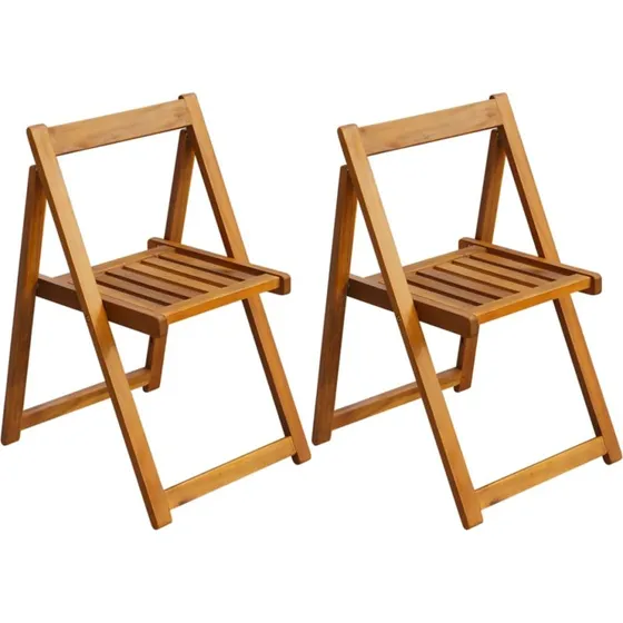 Foldbare havestole i akacietræ, 2 stk. - brun