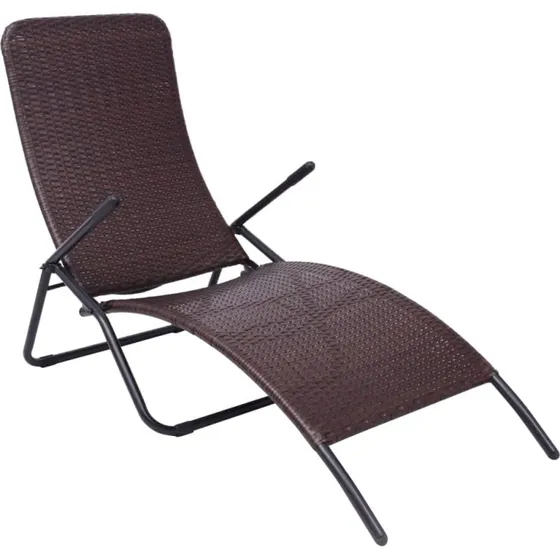 Foldbar liggestol i brun polyrattan