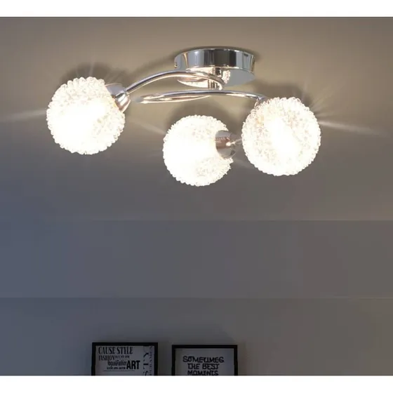 Loftslampe 3 x G9 LED 120W – varm hvid, metal & glas